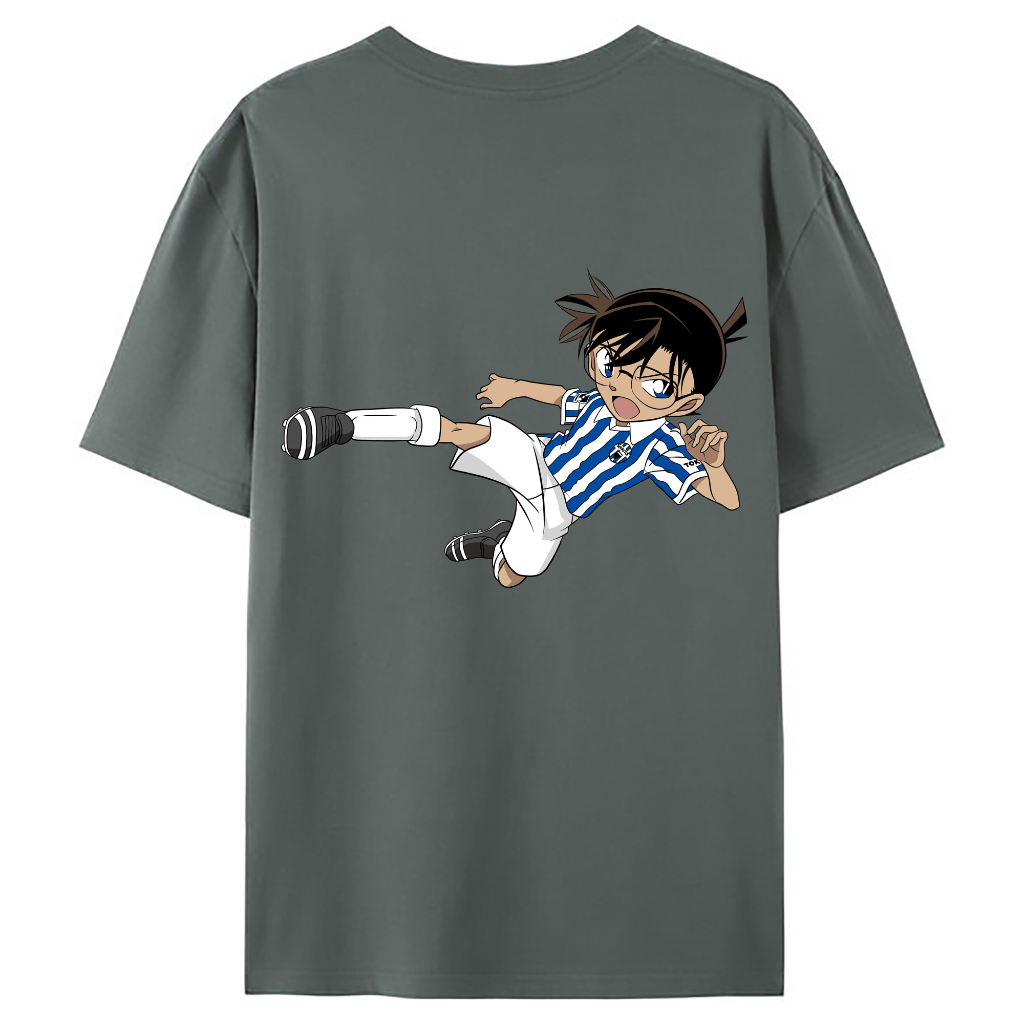 （画像用） 名探偵コナン 江戸川 コナン Detective Conan Conan Edogawa 綿100％ メンズ半袖Tシャツ（バックプリント） 通気性